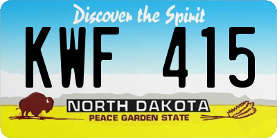 ND license plate KWF415