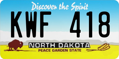 ND license plate KWF418
