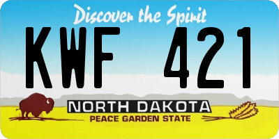 ND license plate KWF421