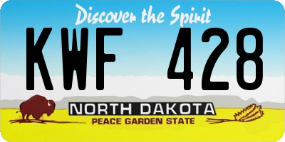 ND license plate KWF428