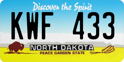 ND license plate KWF433