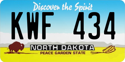 ND license plate KWF434