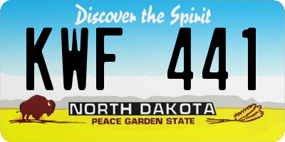 ND license plate KWF441