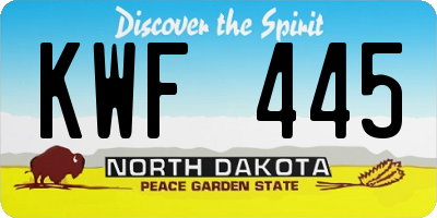 ND license plate KWF445