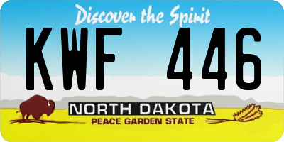 ND license plate KWF446