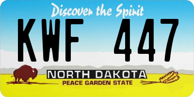 ND license plate KWF447