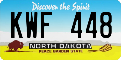 ND license plate KWF448