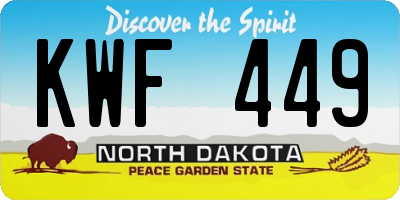 ND license plate KWF449
