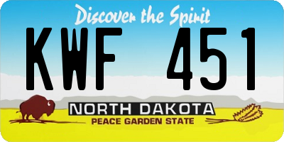 ND license plate KWF451