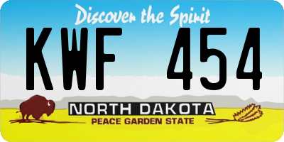 ND license plate KWF454