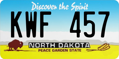 ND license plate KWF457