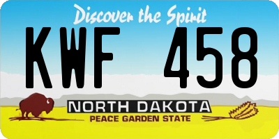ND license plate KWF458