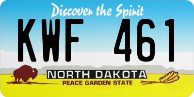 ND license plate KWF461