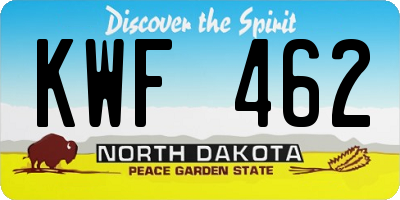 ND license plate KWF462