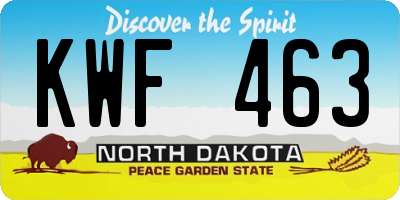 ND license plate KWF463