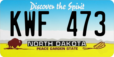 ND license plate KWF473