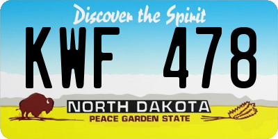 ND license plate KWF478