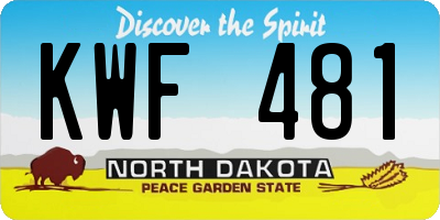 ND license plate KWF481
