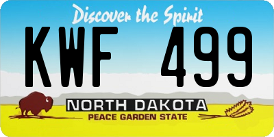 ND license plate KWF499