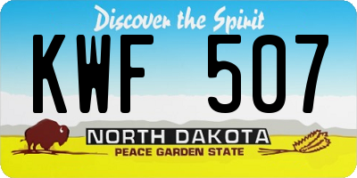 ND license plate KWF507