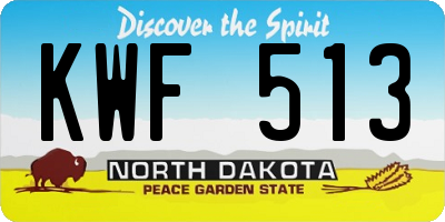 ND license plate KWF513