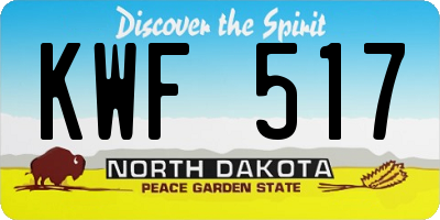 ND license plate KWF517