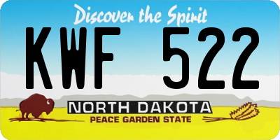 ND license plate KWF522