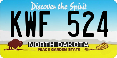 ND license plate KWF524