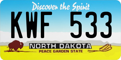 ND license plate KWF533