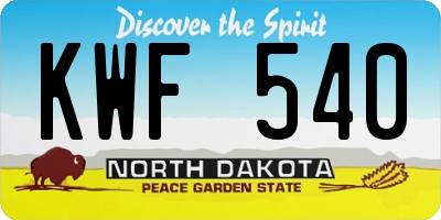 ND license plate KWF540