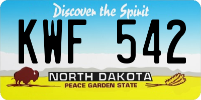 ND license plate KWF542