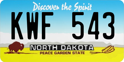 ND license plate KWF543