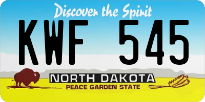 ND license plate KWF545