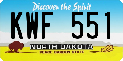 ND license plate KWF551