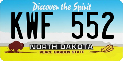 ND license plate KWF552