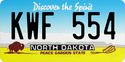 ND license plate KWF554