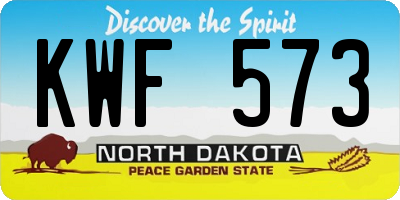 ND license plate KWF573