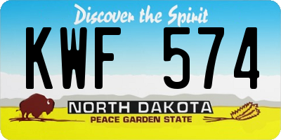ND license plate KWF574