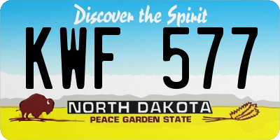 ND license plate KWF577