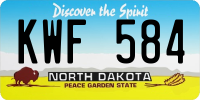 ND license plate KWF584
