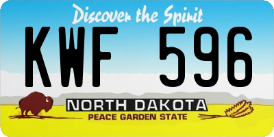 ND license plate KWF596