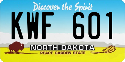 ND license plate KWF601