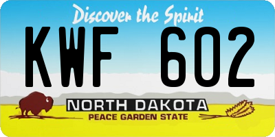 ND license plate KWF602