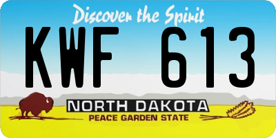 ND license plate KWF613
