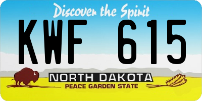ND license plate KWF615