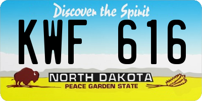 ND license plate KWF616