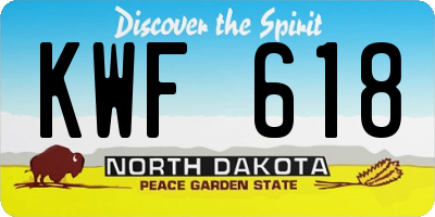 ND license plate KWF618