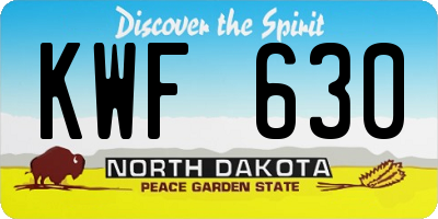 ND license plate KWF630