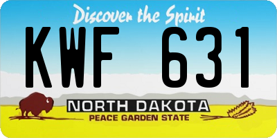 ND license plate KWF631