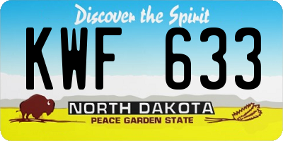 ND license plate KWF633